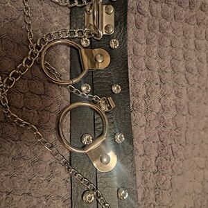 Black Leather Belt with Silver Accents